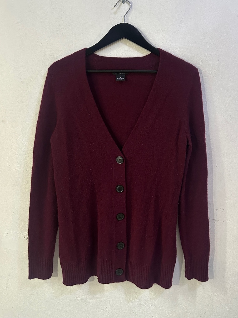 C by Bloomingdale’s 100% 2-Ply Cashmere Burgundy Button Front Cardigan Sweater S